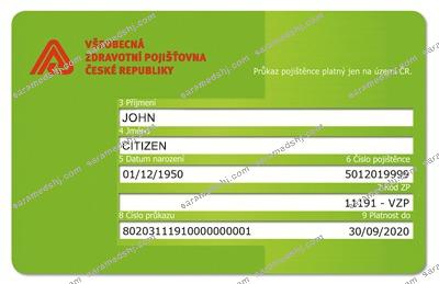 Republic of Czech health insurance card